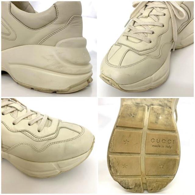 グッチ スニーカー ホワイト シェリー インターロッキング 500877 美品 ヴィンテージ ロゴ レザー 中古 GUCCI GG ロゴ 靴 メンズ 26.5cm 7.5 アパレル カジュアル 高級感 普段使い お洒落 人気 ファッション小物 男性 上品 白 紐 ブランド 本物 鑑定済み