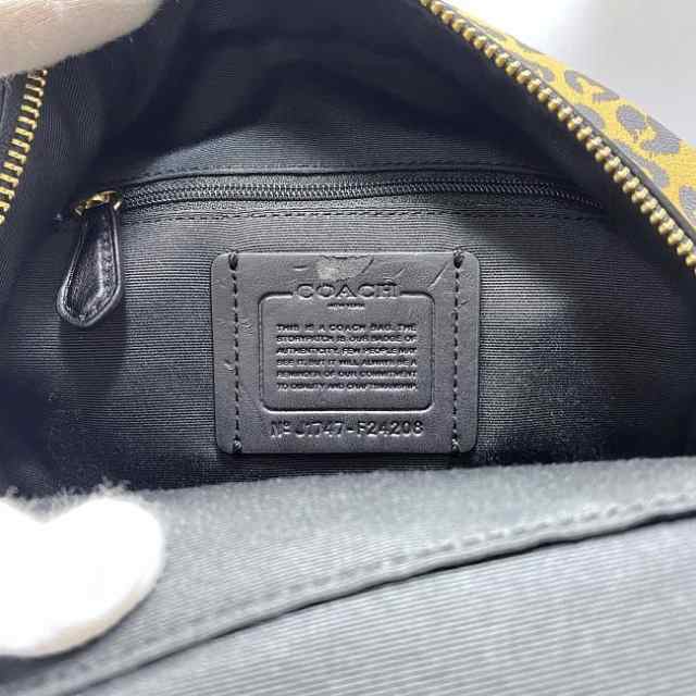 コーチ ミニ リュックサック ブラウン ブラック レオパード F24208 美品 PVC レザー 中古 COACH ゴールド金具 ヒョウ柄 ファスナー  ミニ｜au PAY マーケット