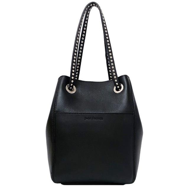 ジェイアンドエム デヴィッドソン ツーバイフォー ハンドバッグ ブラック 美品 2×4 レザー 中古 J&M DAVIDSON スタッズ スクエア シンプル 丸スタッズ シルバー金具 定番 人気 黒 無地 お洒落 高級感 エレガント 上品 カジュアル ブランド 本物 鑑定済み