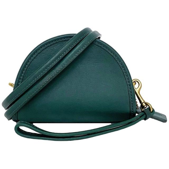 コーチ ハーフムーン ミニショルダー バッグ グリーン M1948 305 未使用 美品 ポシェット グラブタン レザー Sランク COACH ポーチ ２way 小物入れ 本革 ファスナー ミニ ミニバッグ コンパクト 小さめ プレゼント ギフト 贈り物 上品 ブランド 本物 鑑定済みの通販は