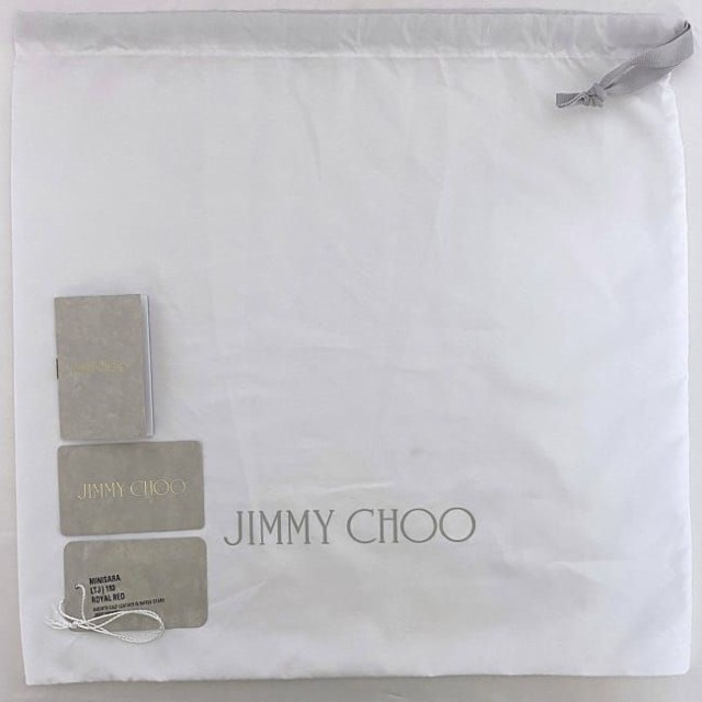 ジミーチュウ ２way バッグ ミニサラ レッド LTJ 193 美品 レザー 中古 JIMMY CHOO 星 スタッズ ファスナー ハンドバッグ ショルダーバッ