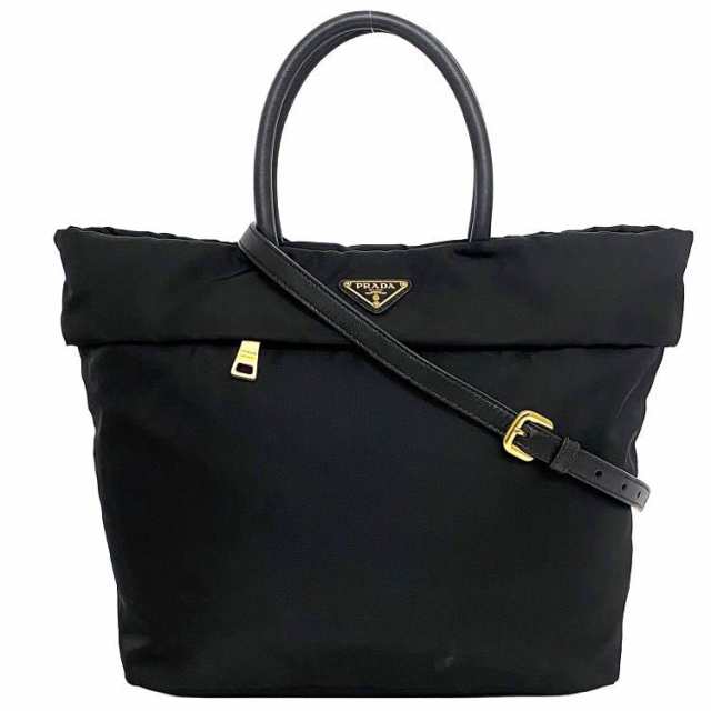 プラダ 2way バッグ ブラック NERO テスート BN2531 美品 ナイロン レザー 中古 PRADA 軽い トートバッグ ショルダーバッグ 三角 ロゴ プ