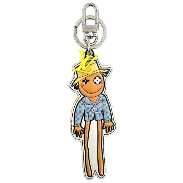 ルイ ヴィトン チャーム ポルトクレ LV スケアクロウ オレンジ ホワイト イエロー ブルー ブラウン モノグラム MP2922 美品 バッグチャーム キーリング レザー 中古 CX1220 LOUIS VUITTON プリント ロゴ 鍵 ホルダー キー キャラクター ブランド 本物 鑑定済み