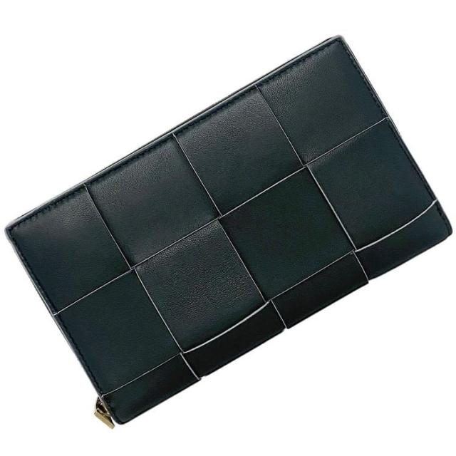 ボッテガ ヴェネタ ラウンドファスナー 長財布 ネイビー ライトブルー