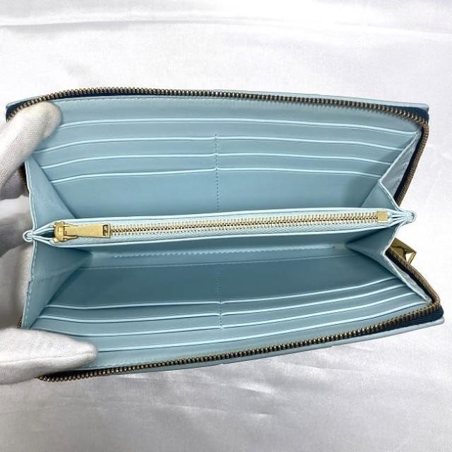 【中古】ボッテガべネタ BOTTEGAVENETA 長財布 ネイビー色 美品】ボッテガ財布 レザーNAVY 中古】ボッテガべネタ BOTTEGAVENETA