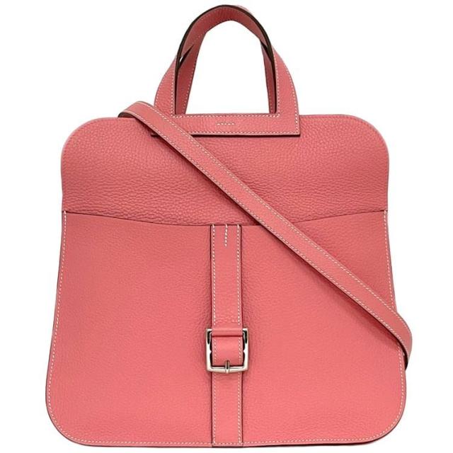 エルメス ２way バッグ アルザン 31 ピンク ローズアザレ 美品 ハンドバッグ ショルダーバッグ レザー トリヨンクレマンス 中古 Ｙ刻印 HERMES Ｐ金具 パラジウム金具 シンプル トートバッグ 本革 肩掛け 桃色 シルバー金具 クラッチ ブランド 本物 鑑定済み