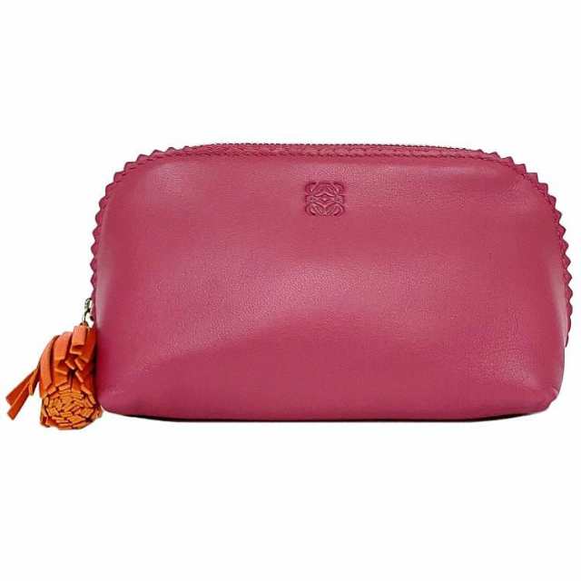 ロエベ ポーチ ピンク オレンジ アナグラム 182.81.A32 未使用 美品 タッセル ナッパ レザー Sランク LOEWE ファスナー ミニ 小物入れ ワの通販は 29,800円