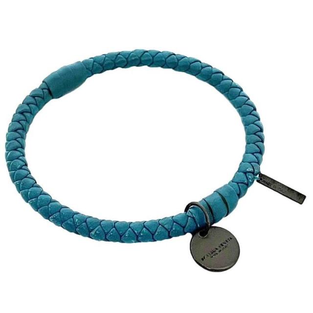 ボッテガヴェネタ バングル ライトブルー イントレチャート ec-19881 美品 レア レザー 中古 BOTTEGA VENETA アクセサリー ブレスレット 定番 人気 レディース メンズ シンプル カジュアル お洒落 革 本革 青 ブランドアクセ エレガント ブランド 本物 鑑定済みの通販は