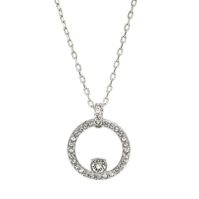 スワロフスキー サークル ネックレス シルバー ec-20024 美品 メタル ラインストーン 中古 SWAROVSKI ジュエリー ストーン アクセサリー 宝石 定番 人気 女性 レディース 箱付き シンプル ブランドアクセ 宝飾 エレガント 高級感 上品 ブランド 本物 鑑定済みの通販は 9,800円