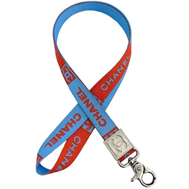 シャネル ネックストラップ ブルー レッド スポーツ ec-20202 美品 ココマーク ナイロン 中古 CHANEL スポーツライン ロゴ ストラップ ロング 定番 人気 メンズ レディース お洒落 青色 赤色 カジュアル ファッション 小物 ブランド小物 ブランド 本物 鑑定済み