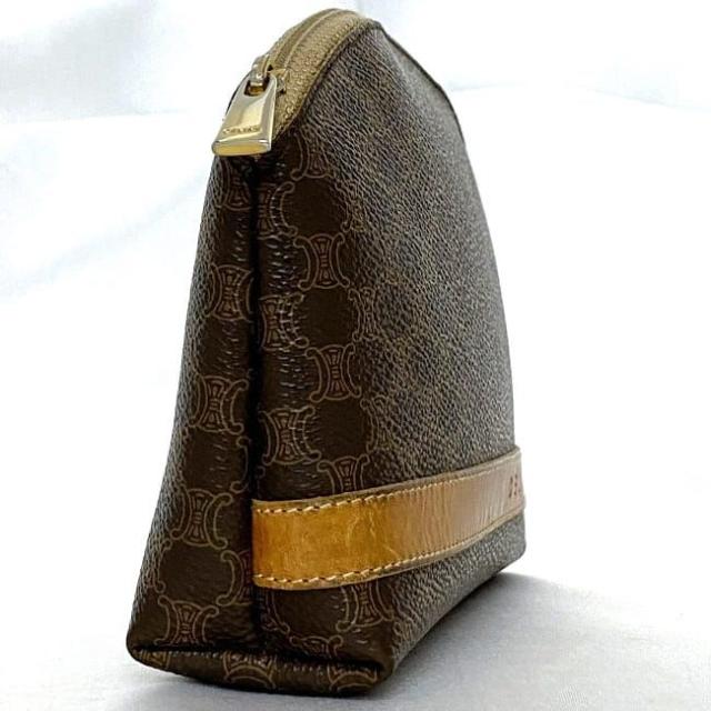 セリーヌ ポーチ ブラウン マカダム ec-20272 小物入れ PVC レザー 中古 M/00/2 CELINE ファスナー 総柄 ヴィンテージ ロゴ 定番 人気 女性 レディース コンパクト ミニ 革 小さめ 小物 茶色 シンプル お洒落 レトロ エレガント 高級感 ブランド 本物 鑑定済み