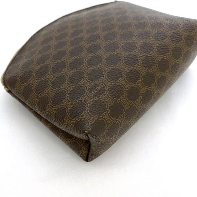 セリーヌ ポーチ ブラウン マカダム ec-20272 小物入れ PVC レザー 中古 M/00/2 CELINE ファスナー 総柄 ヴィンテージ ロゴ 定番 人気 女性 レディース コンパクト ミニ 革 小さめ 小物 茶色 シンプル お洒落 レトロ エレガント 高級感 ブランド 本物 鑑定済み