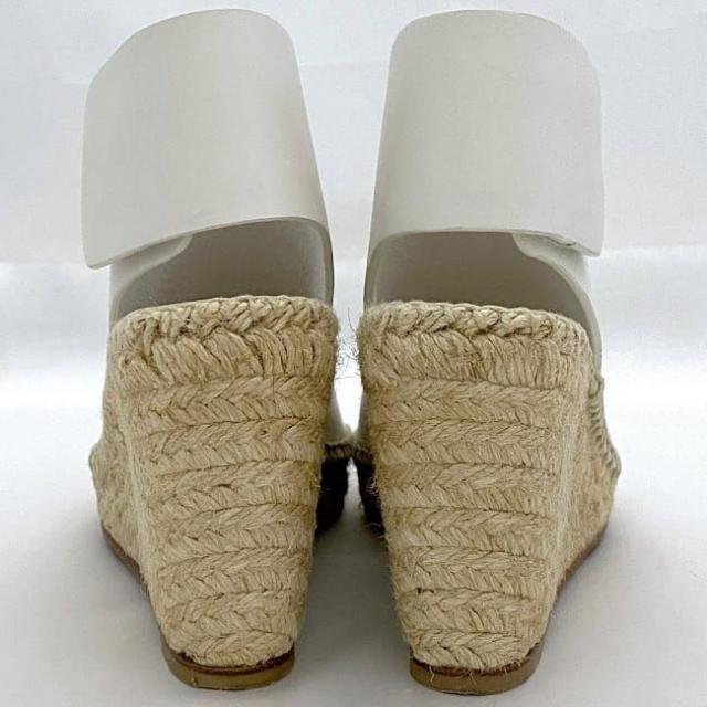 セリーヌ サンダル ウェッジソール ヒール ホワイト 313853 ec-20284 美品 21.0cm レザー 中古 CELINE アパレル エスパドリーユ オープントゥ ブーティー 9cmヒール 定番 人気 白 爽やか 革 脚長 美脚 夏 春 シンプル お洒落 カジュアル ブランド 本物 鑑定済み
