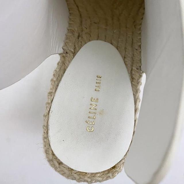 セリーヌ サンダル ウェッジソール ヒール ホワイト 313853 ec-20284 美品 21.0cm レザー 中古 CELINE アパレル エスパドリーユ オープントゥ ブーティー 9cmヒール 定番 人気 白 爽やか 革 脚長 美脚 夏 春 シンプル お洒落 カジュアル ブランド 本物 鑑定済み