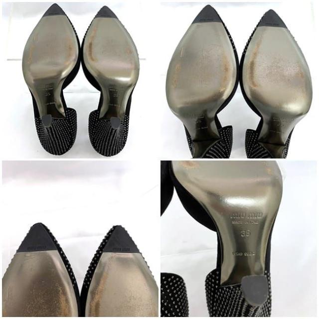 ミュウミュウ パンプス ブラック ec-20407 美品 22.0cm レザー スタッズ 中古 miu miu アパレル 靴 レディース シューズ ピンヒール 定番 人気 女性 シンプル お洒落 革 黒 通勤 通学 ビジネス 9cmヒール エレガント 華やか 高級感 上品 ブランド 本物 鑑定済み
