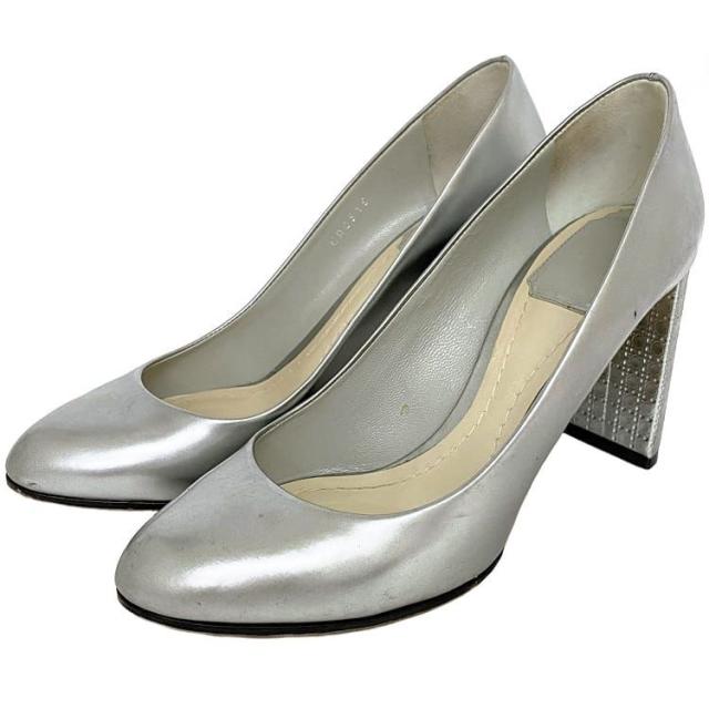 クリスチャン ディオール パンプス シルバー ec-20468 23.0cm 美品 レザー 中古 Christian Dior 8.5cm ヒール レディディオール レディース 靴 定番 人気 お洒落 女性 パーティー フォーマル 上品 ブランド小物 アパレル 高級感 ブランド 本物 鑑定済み