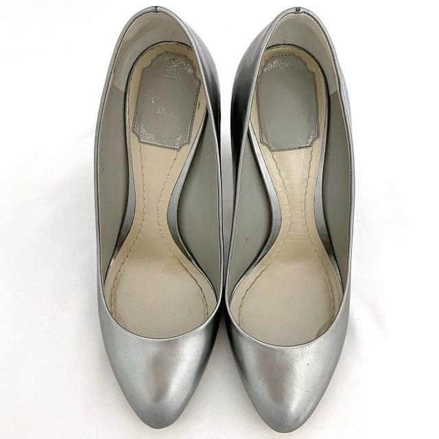 クリスチャン ディオール パンプス シルバー ec-20468 23.0cm 美品 レザー 中古 Christian Dior 8.5cm ヒール レディディオール レディース 靴 定番 人気 お洒落 女性 パーティー フォーマル 上品 ブランド小物 アパレル 高級感 ブランド 本物 鑑定済み