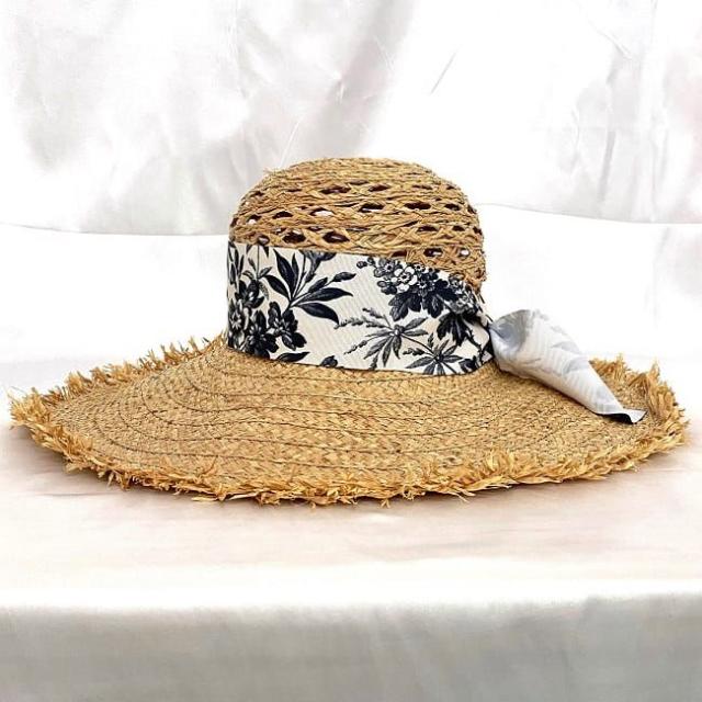 美品 グッチ GUCCI ストローハット 麦わら帽子 サイズM 白