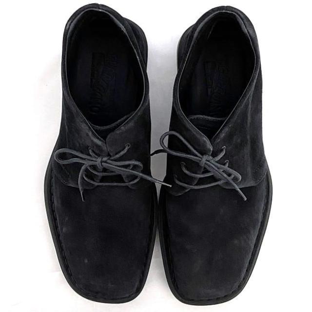 サルヴァトーレ フェラガモ ブーツ ブラック ec-20556 美品 24.5cm メンズ スエード レザー 中古 Salvatore Ferragamo 靴 7 男性 レースアップ チャッカブーツ 定番 人気 黒 シンプル 革 お洒落 カジュアル エレガント 通勤 通学 上品 ブランド 本物 鑑定済み