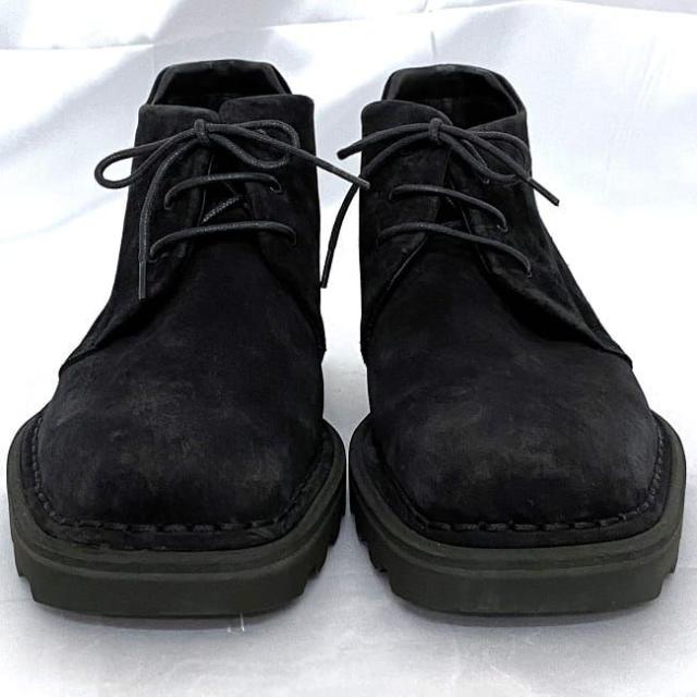 サルヴァトーレ フェラガモ ブーツ ブラック ec-20556 美品 24.5cm メンズ スエード レザー 中古 Salvatore Ferragamo 靴 7 男性 レースアップ チャッカブーツ 定番 人気 黒 シンプル 革 お洒落 カジュアル エレガント 通勤 通学 上品 ブランド 本物 鑑定済み