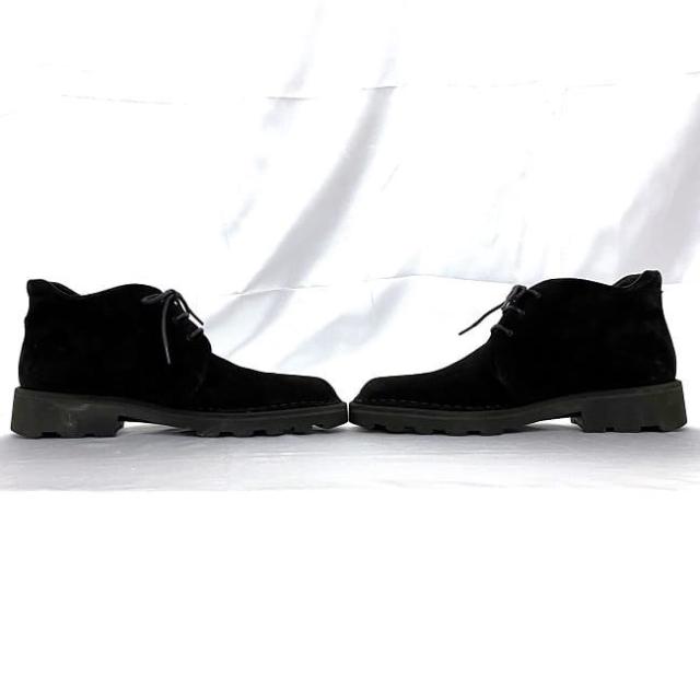 サルヴァトーレ フェラガモ ブーツ ブラック ec-20556 美品 24.5cm メンズ スエード レザー 中古 Salvatore Ferragamo 靴 7 男性 レースアップ チャッカブーツ 定番 人気 黒 シンプル 革 お洒落 カジュアル エレガント 通勤 通学 上品 ブランド 本物 鑑定済み