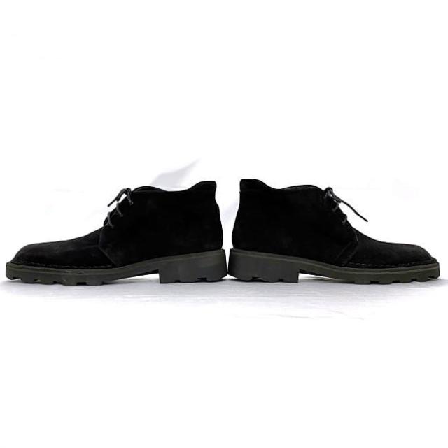 サルヴァトーレ フェラガモ ブーツ ブラック ec-20556 美品 24.5cm メンズ スエード レザー 中古 Salvatore Ferragamo 靴 7 男性 レースアップ チャッカブーツ 定番 人気 黒 シンプル 革 お洒落 カジュアル エレガント 通勤 通学 上品 ブランド 本物 鑑定済み