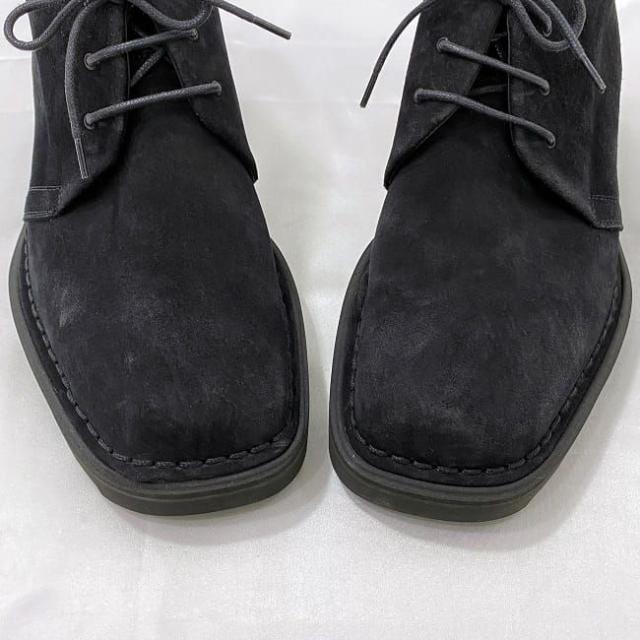 サルヴァトーレ フェラガモ ブーツ ブラック ec-20556 美品 24.5cm メンズ スエード レザー 中古 Salvatore Ferragamo 靴 7 男性 レースアップ チャッカブーツ 定番 人気 黒 シンプル 革 お洒落 カジュアル エレガント 通勤 通学 上品 ブランド 本物 鑑定済み