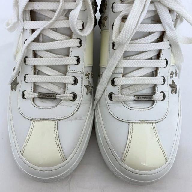 ジミーチュウ　スニーカー　ホワイト レザー ゴールドスター ハイカット 箱付き】JIMMY CHOO ホワイト スター スニーカー