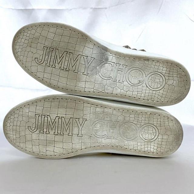 ジミーチュウ スニーカー ベルグラビア ホワイト ec-20603 靴 27.0cm 星 BELGRAVI レザー エナメル 中古 JIMMY CHOO アパレル スター スタッズ パテント ハイカット メンズ 白 革 箱付き シューズ シンプル カジュアル お洒落　高級感 ブランド 本物 鑑定済み
