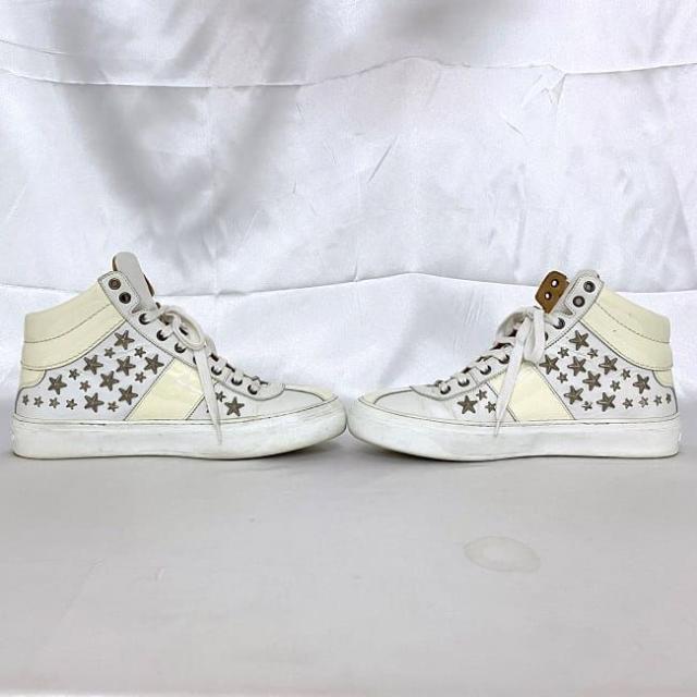 ジミーチュウ スニーカー ベルグラビア ホワイト ec-20603 靴 27.0cm 星 BELGRAVI レザー エナメル 中古 JIMMY CHOO アパレル スター スタッズ パテント ハイカット メンズ 白 革 箱付き シューズ シンプル カジュアル お洒落　高級感 ブランド 本物 鑑定済み