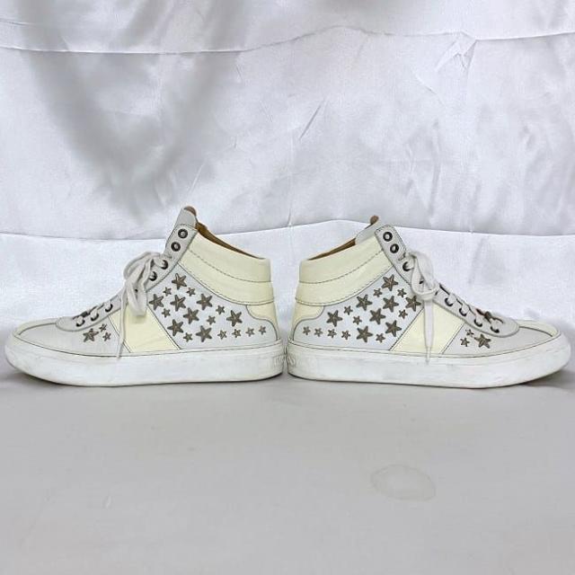 ジミーチュウ スニーカー ベルグラビア ホワイト ec-20603 靴 27.0cm 星 BELGRAVI レザー エナメル 中古 JIMMY CHOO アパレル スター スタッズ パテント ハイカット メンズ 白 革 箱付き シューズ シンプル カジュアル お洒落　高級感 ブランド 本物 鑑定済み