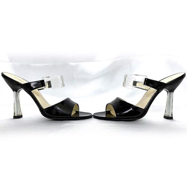 プラダ ミュール ブラック クリア 22578R ec-20604 35 21.0cm 未使用 レザー プラスチック 中古 PRADA アパレル レディース シューズ ピンヒール ヴィンテージ 箱付き 箱有 人気 エレガント 高級感 上品 女性 お洒落 黒 フォーマル ブランド 本物 鑑定済み