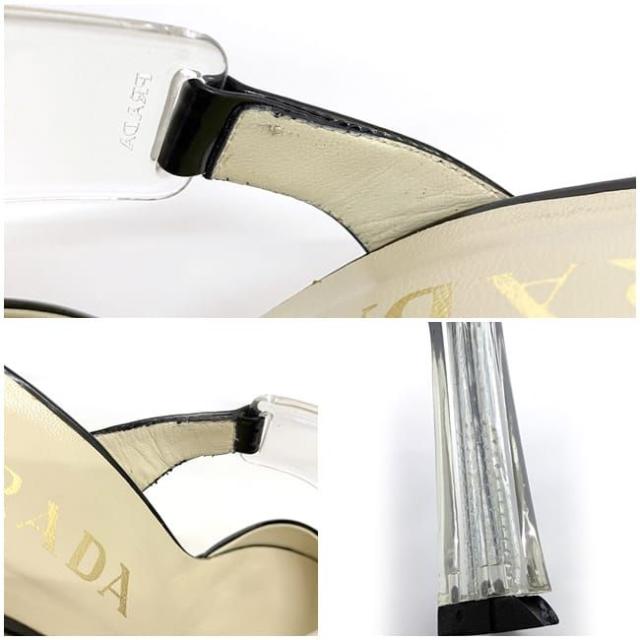 プラダ ミュール ブラック クリア 22578R ec-20604 35 21.0cm 未使用 レザー プラスチック 中古 PRADA アパレル レディース シューズ ピンヒール ヴィンテージ 箱付き 箱有 人気 エレガント 高級感 上品 女性 お洒落 黒 フォーマル ブランド 本物 鑑定済み