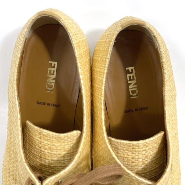 フェンディ シューズ ナチュラルベージュ 8L4179 美品 22.5cm ストロー レザー 中古 FENDI ヴィンテージ レア ラフィア レディース 靴 ビジネス フォーマル 普段使い 女性 人気 お洒落 箱有 箱付き 高級感 上品 爽やか カジュアル ブランド 本物 鑑定済み