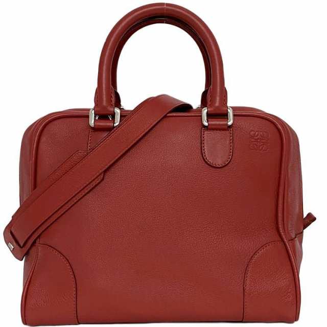 ロエベ ２way バッグ アマソナ 75 レッド アナグラム 301.30.L03 f-20336 美品 ハンドバッグ レザー 中古 LOEWE ショルダーバッグ 肩掛け