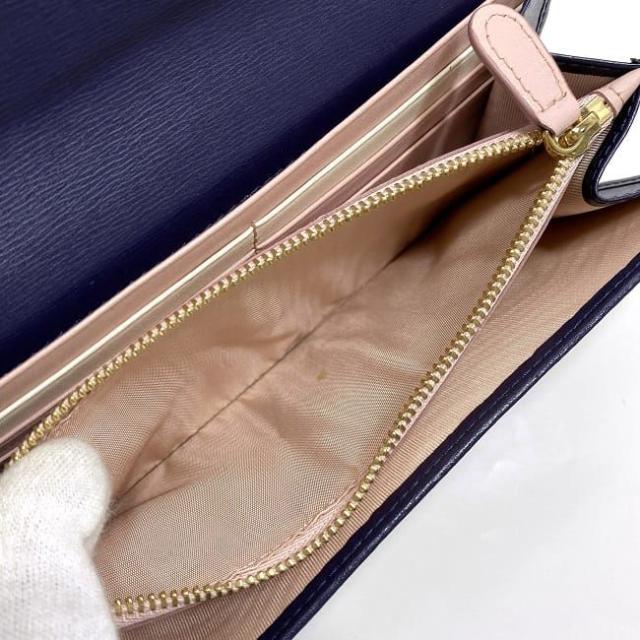 サルヴァトーレ フェラガモ 二つ折り 長財布 ネイビー ブルー