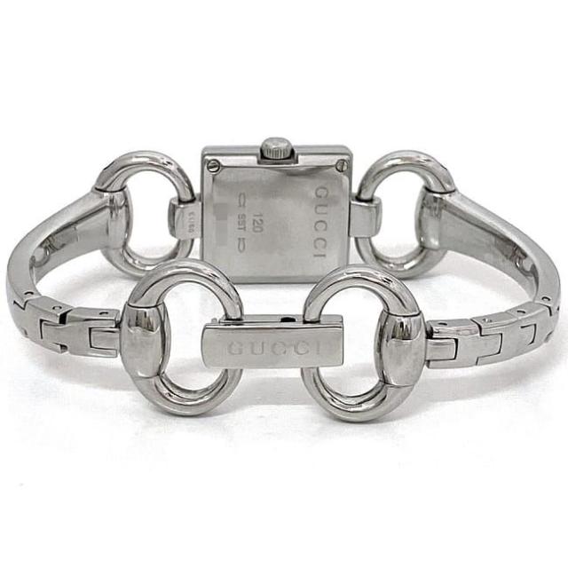 グッチ 腕時計 トルナヴァーニ ピンクシェル シルバー YA120515 f-20453 美品 時計 スクエア SS 中古 クオーツ GUCCI シェル文字盤  GG マイクロ 電池式 レディース 女性 箱有 箱付き フォーマル ビジネス 人気 お洒落 ブランド小物 ブランド 本物 鑑定済みの通販は