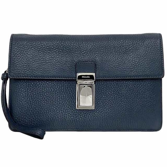 プラダ セカンドバッグ ブルー VR0092 f-20558 美品 ストラップ付 サフィアーノ レザー 中古 PRADA クラッチバッグ ハンドバッグ フラップ トライアングル プレート ロゴ 人気 青 革 マチ有 ポケット豊富 男性 メンズ お洒落 ビジネス ブランド 本物 鑑定済みの通販は