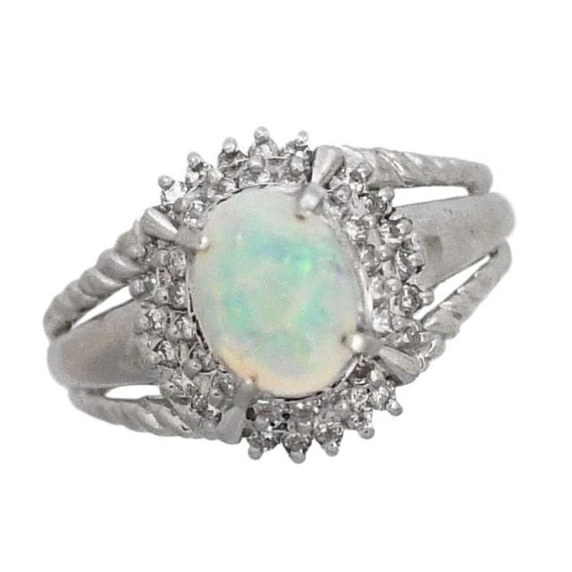 リング f-20681 指輪 美品 Pt900 オパール ダイヤモンド 中古 プラチナ