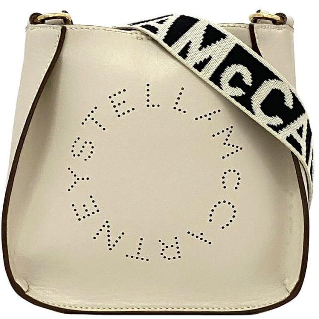 ステラマッカートニー ミニ ショルダーバッグ クリーム ホワイト 700084 W8542 ec-19939 美品 ロゴ レザー キャンバス 中古 STELLA McCARTNEY ロゴ 斜め掛け 肩掛け ロゴショルダー パンチング 定番 人気 女性 レディース 白 高級感 革 ブランド 本物 鑑定済み