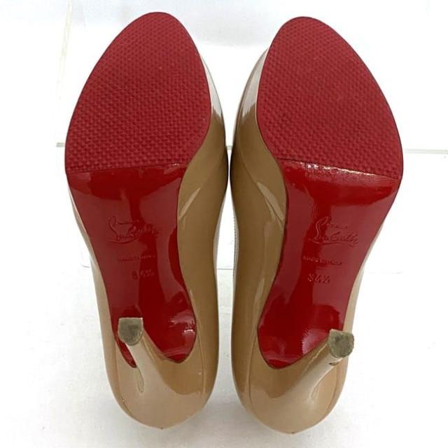 クリスチャン ルブタン パンプス ec-20989 ベージュ 美品 21.5cm パテント レザー 中古 Christian Louboutinn レディース ピンヒール 靴 アパレル 革 女性 シンプル お洒落 通勤 通学 ヒール 11.5cm 美脚 脚長 無地 エレガント 高級感 ブランド 本物 鑑定済み