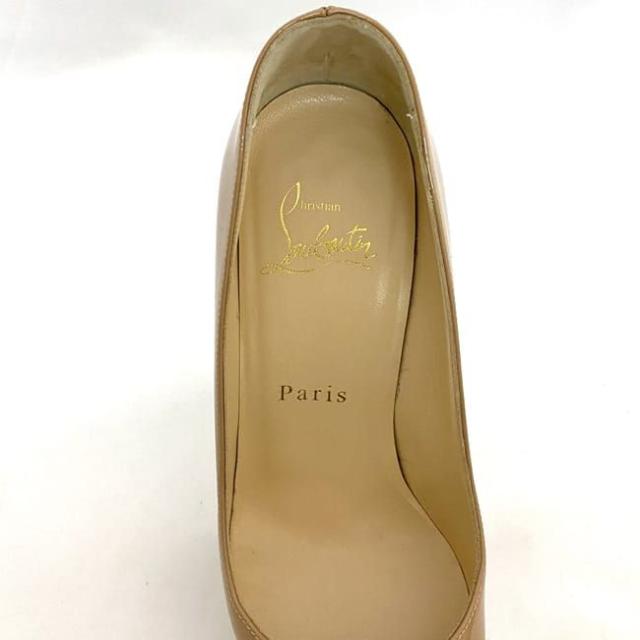 クリスチャン ルブタン パンプス ec-20989 ベージュ 美品 21.5cm パテント レザー 中古 Christian Louboutinn レディース ピンヒール 靴 アパレル 革 女性 シンプル お洒落 通勤 通学 ヒール 11.5cm 美脚 脚長 無地 エレガント 高級感 ブランド 本物 鑑定済み