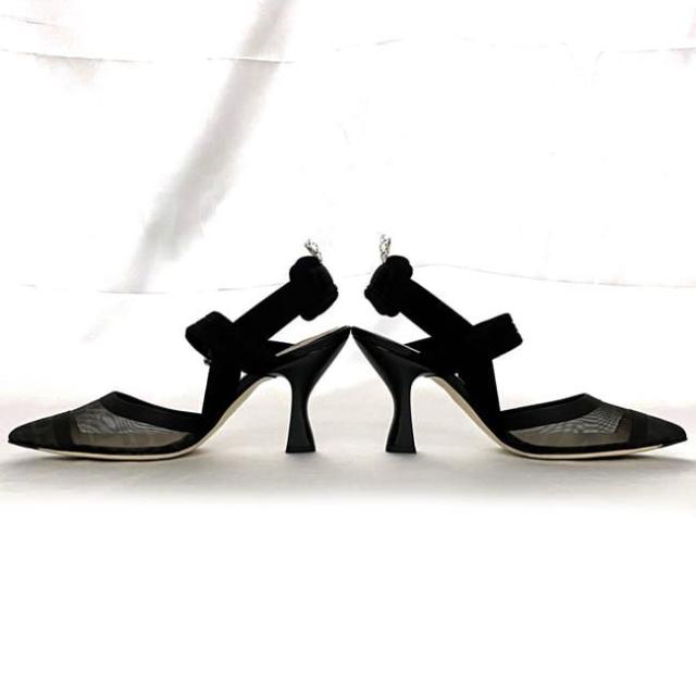 フェンディ メッシュ スリングバックシューズ ハイヒール ブラック ズッキーノ 8J6851A8UGF0MQ0 未使用 27.0cm レザー ラバー 中古 FENDI アパレル ヒール レディース シューズ FF 人気 箱有 黒 高級感 上品 エレガント フォーマル 靴 ブランド 本物 鑑定済み