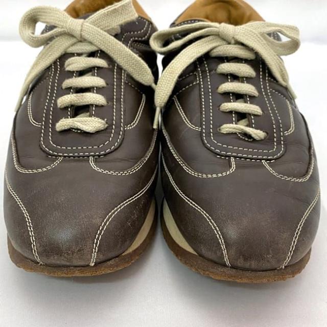 エルメス クイック スニーカー ec-21024 ブラウン 24.0cm レザー 中古 HERMES 靴 刺繍 Ｈ ロゴ アパレル レディース 女性 定番 人気 シンプル お洒落 カジュアル 革 茶色 ブランドシューズ 歩きやすい エレガント シューズ 高級感 上品 ブランド 本物 鑑定済み