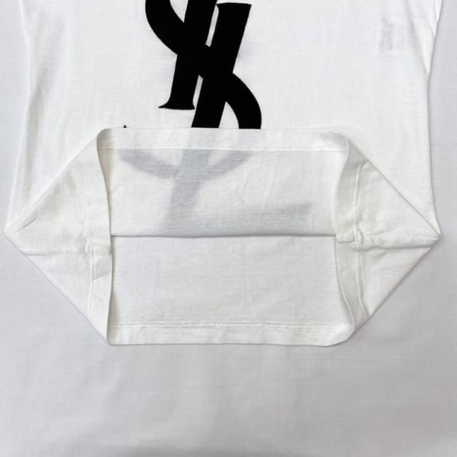 イヴサンローラン タンクトップ ec-21166 ホワイト ブラック XS クリーニング済み レディース コットン 100％ ベルベット 中古 YVES SAINT LAURENT アパレル レディース YSL ロゴ ノースリーブ 定番 人気 女性 白 シンプル お洒落 上品 ブランド 本物 鑑定済みの通販は