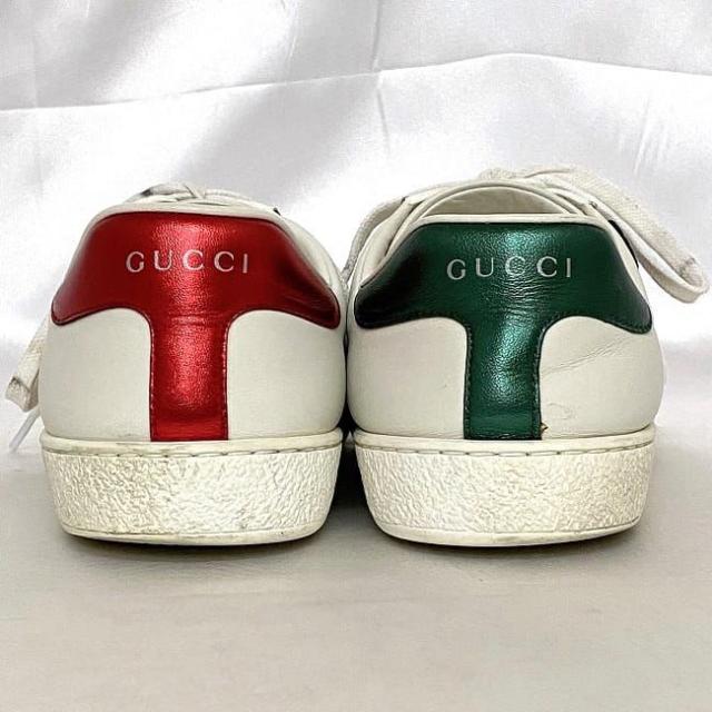 グッチ スニーカー ec-21420 ホワイト シェリー ボスコ 501907 靴 25.0cm メンズ レザー 中古 GUCCI アパレル ローカット シューズ 犬 ワッペン 白 赤 緑 定番 人気 お洒落 シンプル 箱付き 高級感 普段使い 動物 モチーフ カジュアル ブランド 本物 鑑定済み