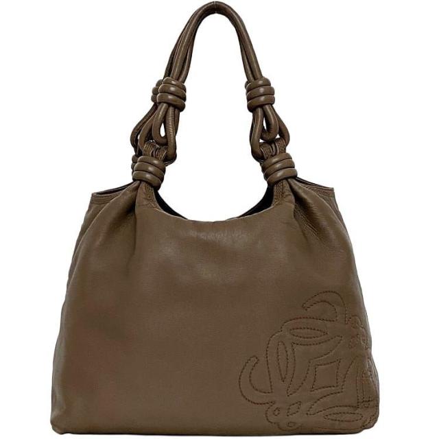 ロエベ トートバッグ ec-21558 ブラウン アナグラム 美品 ナッパ レザー 中古 LOEWE ロゴ ソフトレザー ハンドバッグ 茶色 軽量 シンプル 定番 人気 女性 レディース 高級感 上品 通勤 通学 ビジネス 革 バッグ トート 軽い お洒落 ブランド 本物 鑑定済みの通販は