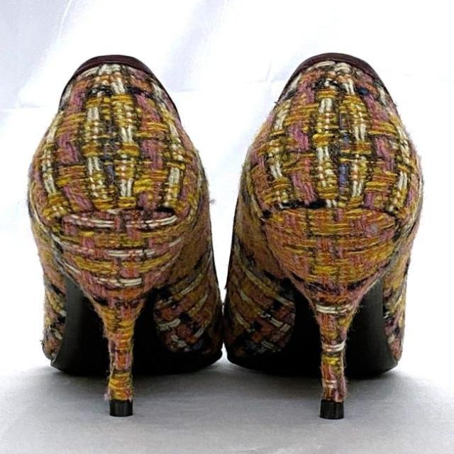 ミュウミュウ パンプス ec-21587 ボルドー イエロー マルチカラー 美品 靴 23.0cm レザー ツイード 中古 miu miu アパレル ピンヒール レディース シューズ 定番 人気 女性 レディース 革 お洒落 通勤 通学 箱付き 黄色 ヒール 高級感 ブランド 本物 鑑定済み