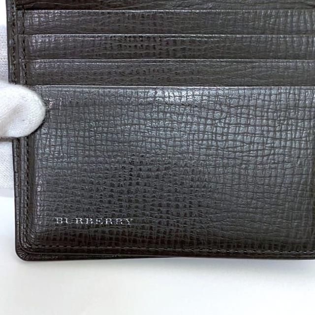 バーバリー 二つ折り 財布 ec-21641 ブラウン 美品 レザー 中古