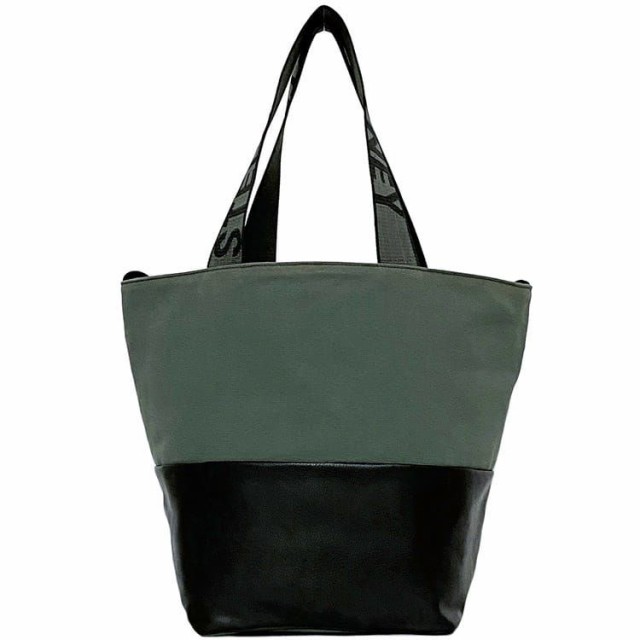 ステラマッカートニー トートバッグ ec-21662 グリーン ブラック 700079 WU072 SP20 美品 レア キャンバス レザー 中古 STELLA McCARTNEY バイカラー 肩掛け 軽い レア ロゴ 定番 人気 緑色 黒 レディース トート バッグ 鞄 通勤 通学 ブランド 本物 鑑定済みの通販は